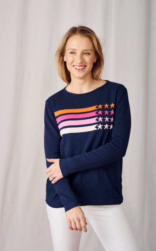 Phoebe Stars & Stripes Cotton Jumper CATEGORYKNITWEAR + CARDIGANS gabriella Clothing NZ
