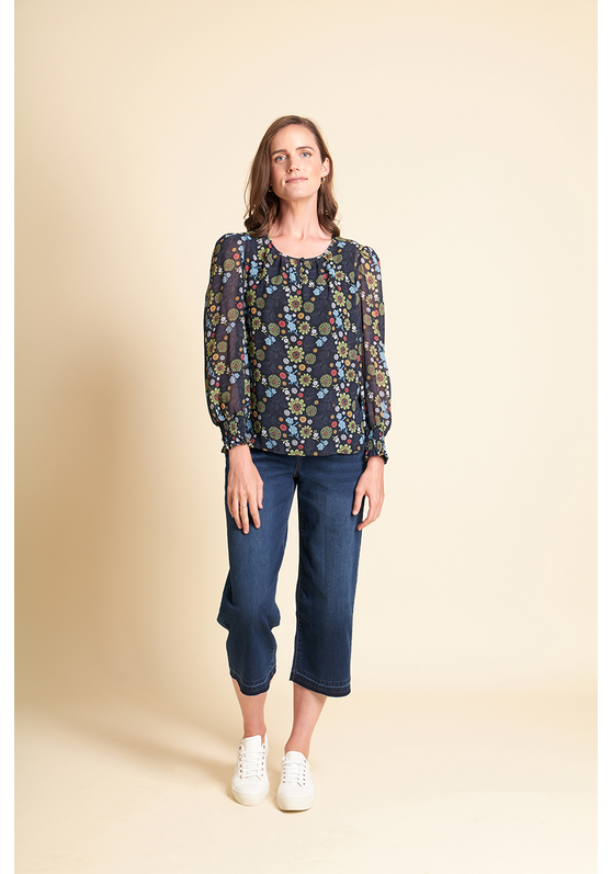 Shirred Cuff VFront Women's Blouse Memo Clothing Buy Memo Clothing