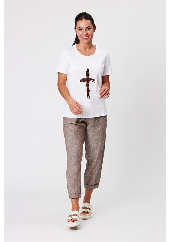 Drawcord Elastic Waist Linen Women's Pant 