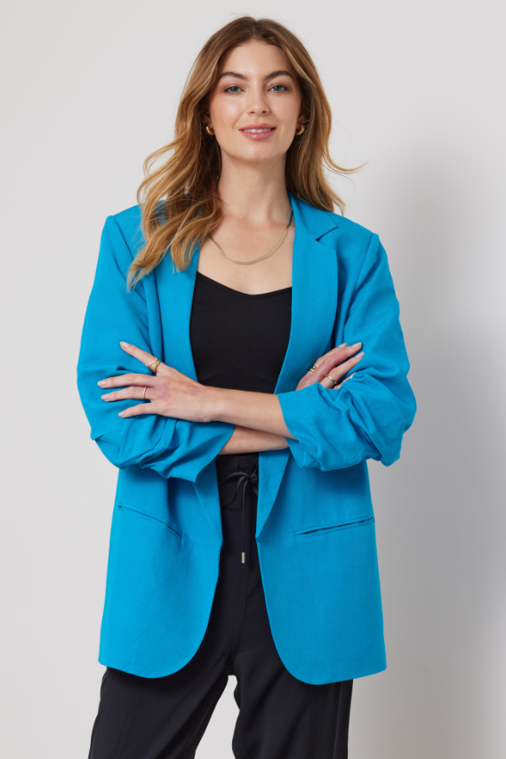 Khaki linen hotsell blazer womens