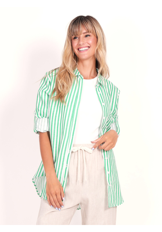 Adele Stripe Linen Women's Shirt