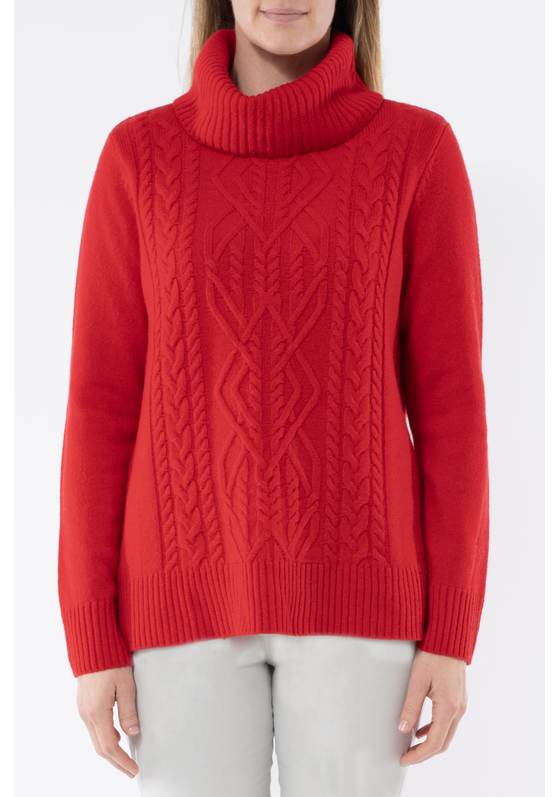 Cowl Neck Cable Women's Pullover