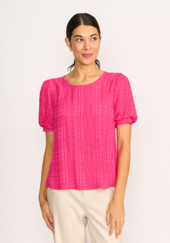 Oh Three Scoop Hem Volume Sleeve Top