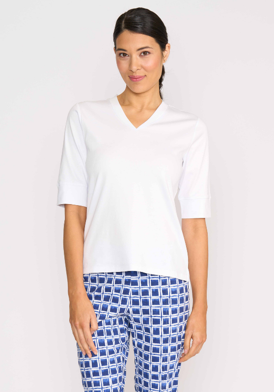Foil Slim V Neck Top