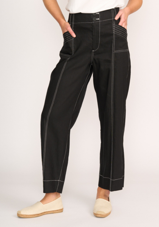 Oh Three Wide Leg Contrast Stitch Trousers